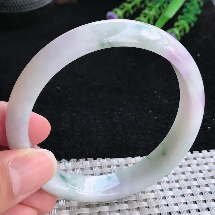 自然光62.5/13/7.8老坑精美冰润紫罗兰手镯大圈口翡翠玉镯美人镯