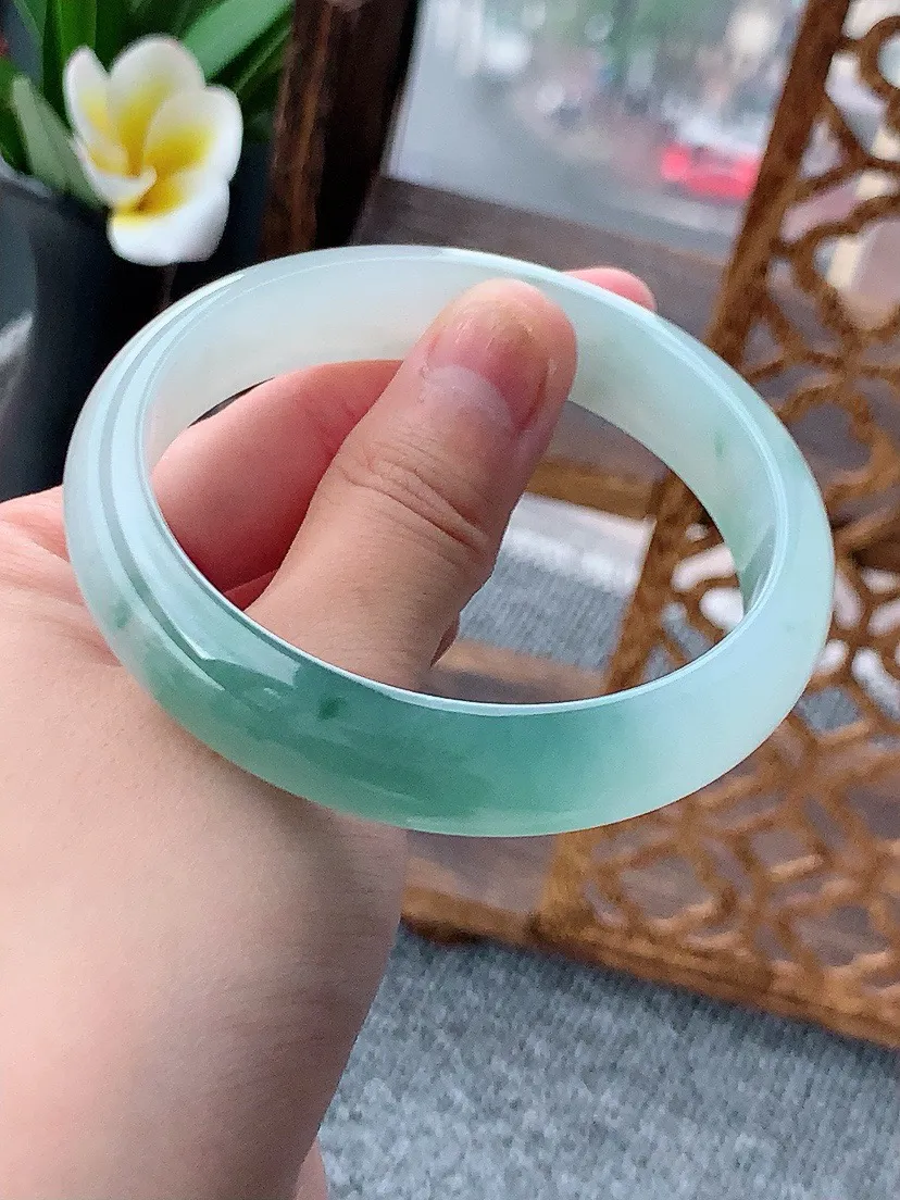 a货翡翠老坑飘花正装正圈手镯59-60大圈口 尺寸59.3×13×7mm 重量55.96g 0618