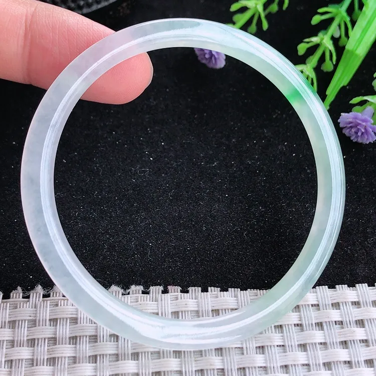 自然光54.5/4/5.5老坑冰种果冻胶飘阳绿叮当手镯翡翠玉镯美人镯