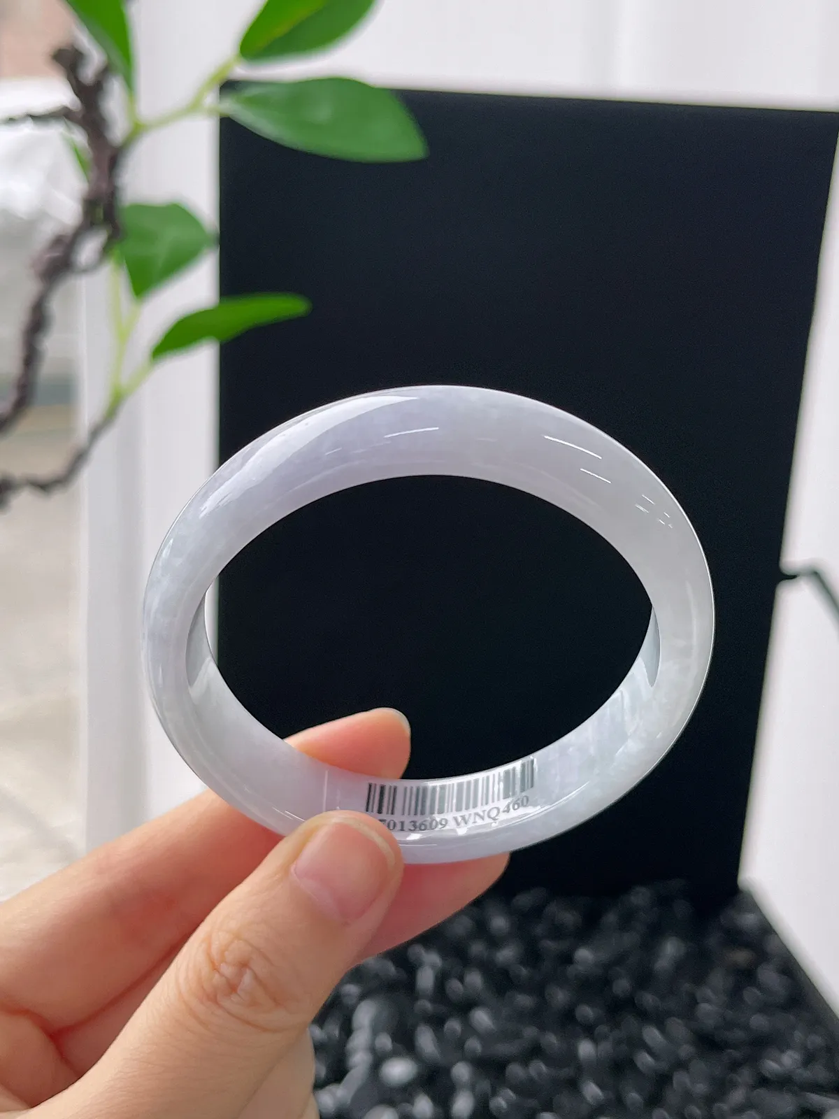 贵妃镯57圈口，翡翠糯化种淡紫手镯