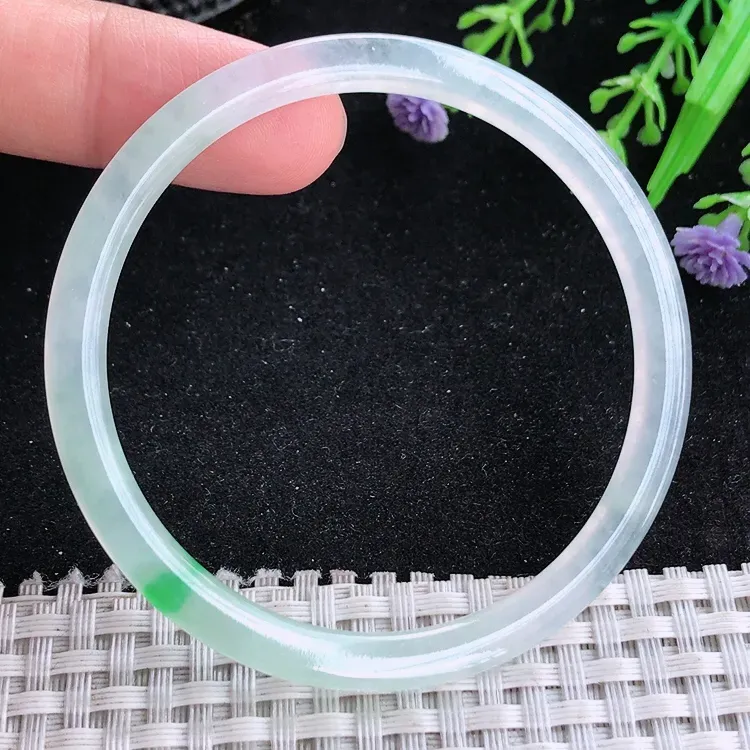 自然光54.5/4/5.5老坑冰种果冻胶飘阳绿叮当手镯翡翠玉镯美人镯