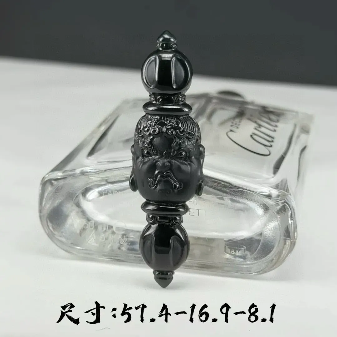 墨翠降魔杵 种好色正 黑度极好 打灯通透 油性十足 尺寸57.4