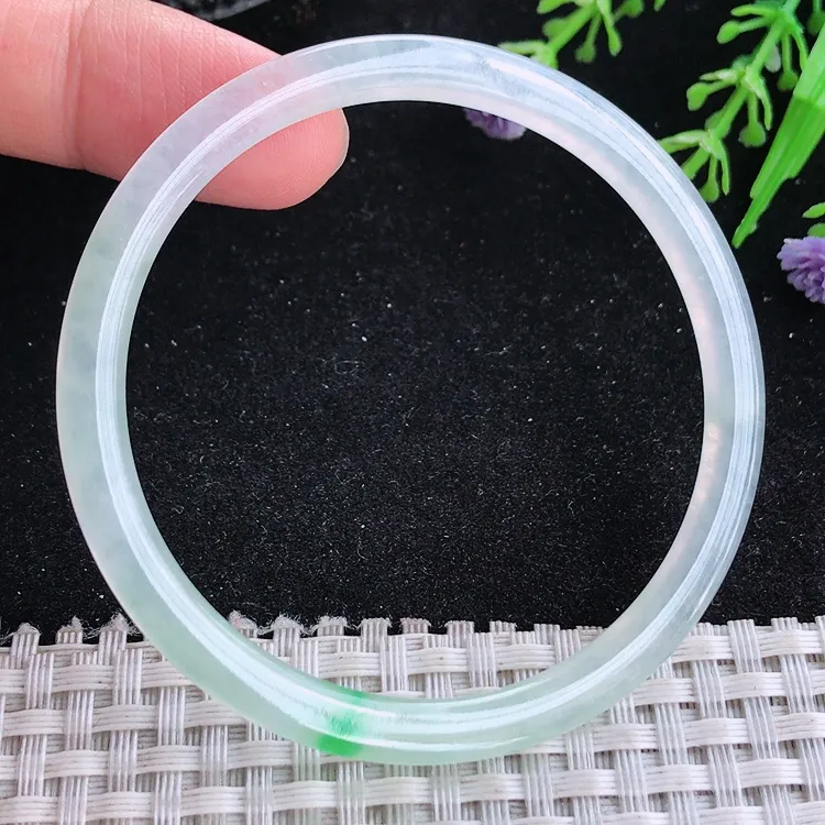 自然光54.5/4/5.5老坑冰种果冻胶飘阳绿叮当手镯翡翠玉镯美人镯