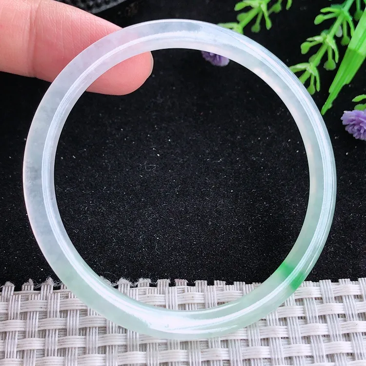 自然光54.5/4/5.5老坑冰种果冻胶飘阳绿叮当手镯翡翠玉镯美人镯