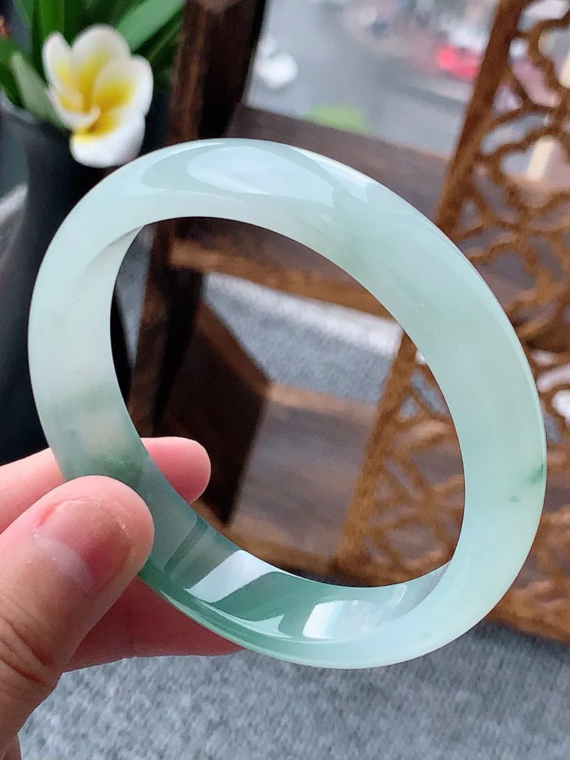 a货翡翠老坑飘花正装正圈手镯59-60大圈口 尺寸59.3×13×7mm 重量55.96g 0618