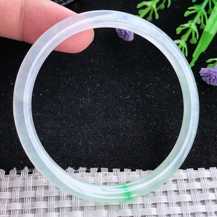 自然光54.5/4/5.5老坑冰种果冻胶飘阳绿叮当手镯翡翠玉镯美人镯