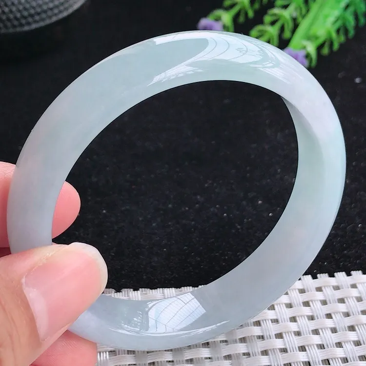 自然光56.5/13.2/7.6老坑冰胶水灵天空蓝手镯翡翠玉镯美人镯