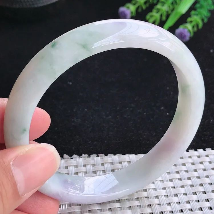 自然光62.5/13/7.8老坑精美冰润紫罗兰手镯大圈口翡翠玉镯美人镯