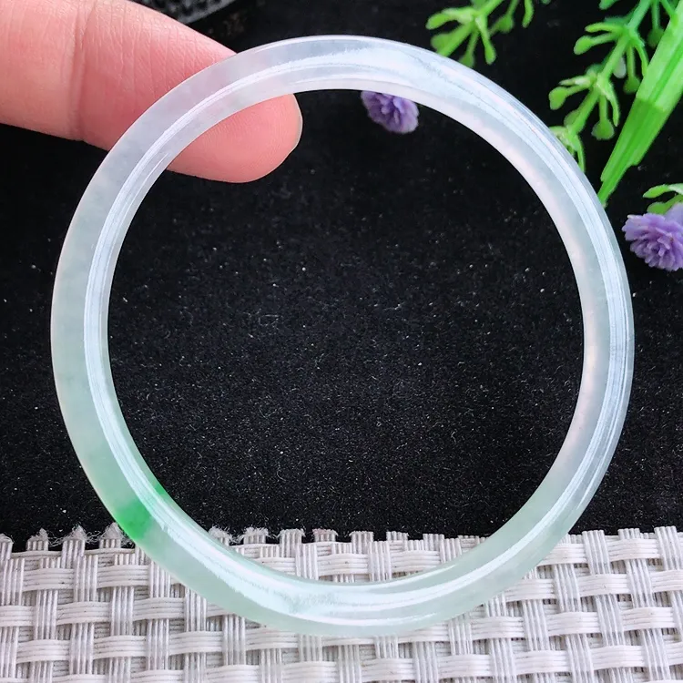 自然光54.5/4/5.5老坑冰种果冻胶飘阳绿叮当手镯翡翠玉镯美人镯