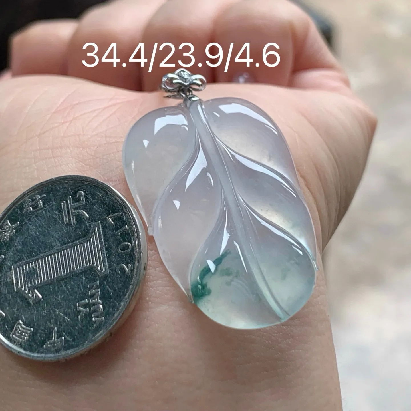 冰种飘花玉叶
种好 金扣