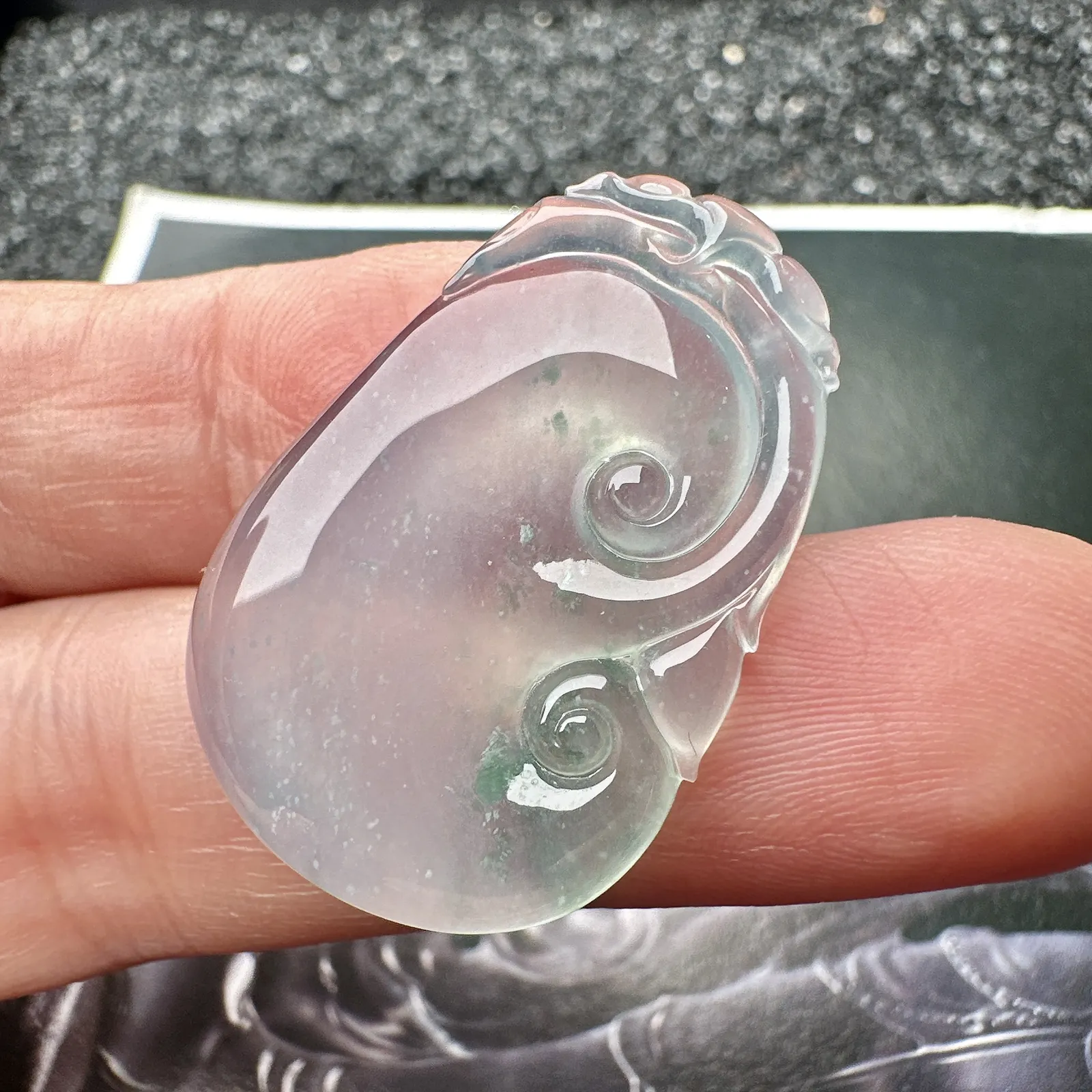 【冰种如意】雪花棉，质地细腻，冰度很足，饱满度很好