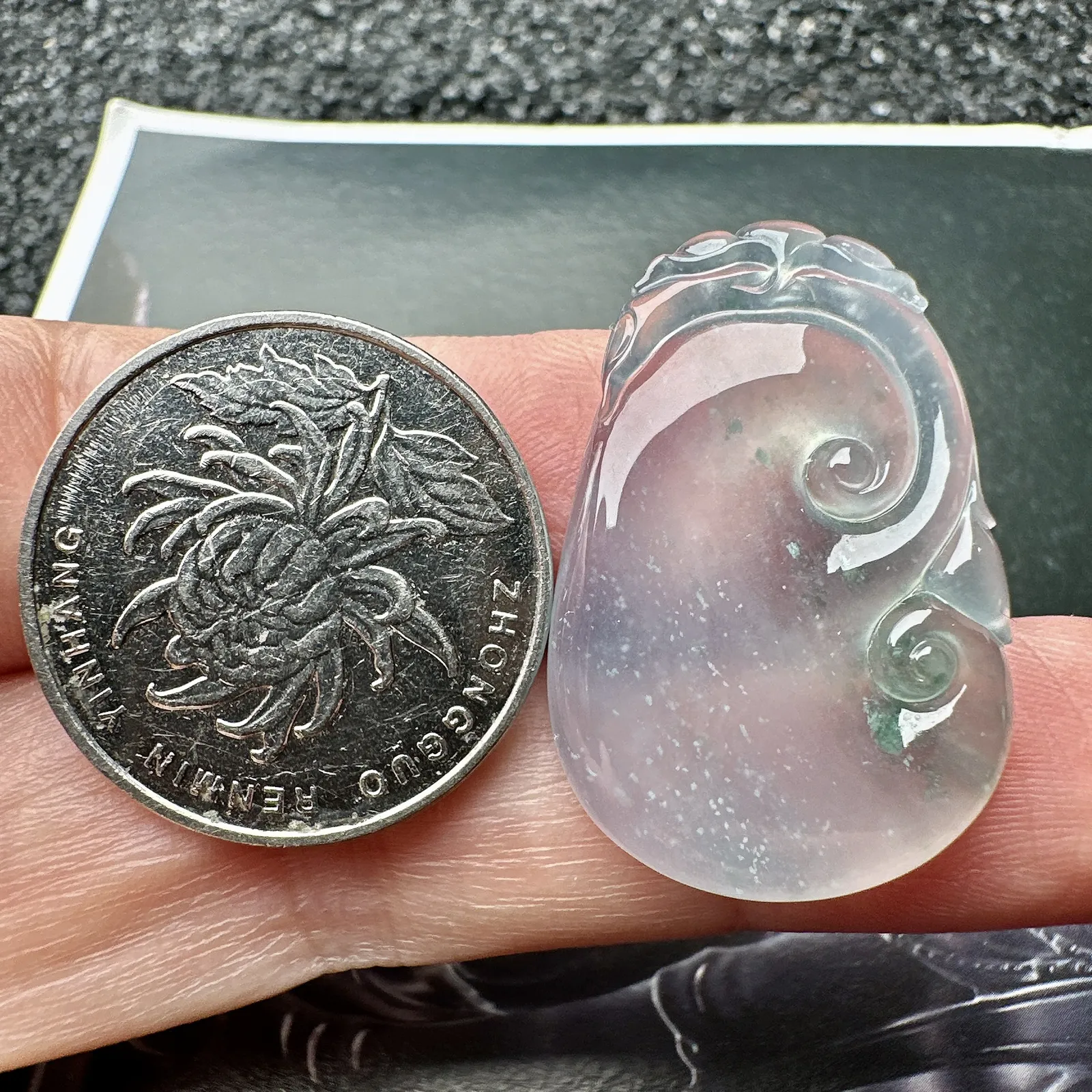 【冰种如意】雪花棉，质地细腻，冰度很足，饱满度很好