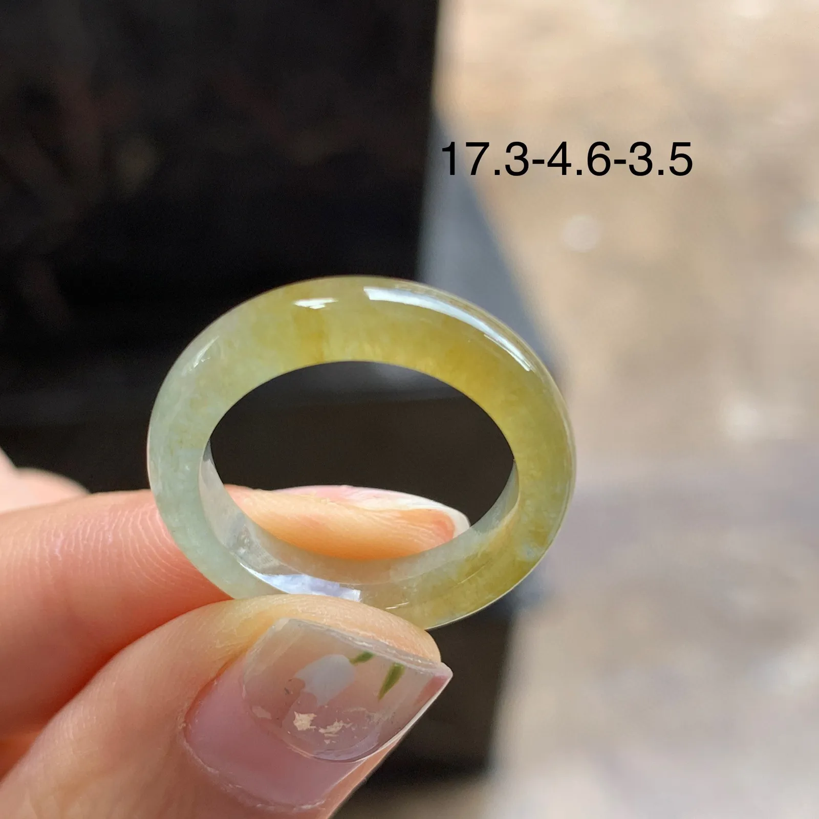 冰黄指环^_^冰透 荧光十足