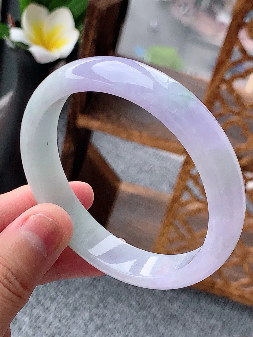 a货翡翠老坑紫罗兰正装正圈手镯57-58圈口尺寸57×12.7×6.8mm 重量50.24g 0620