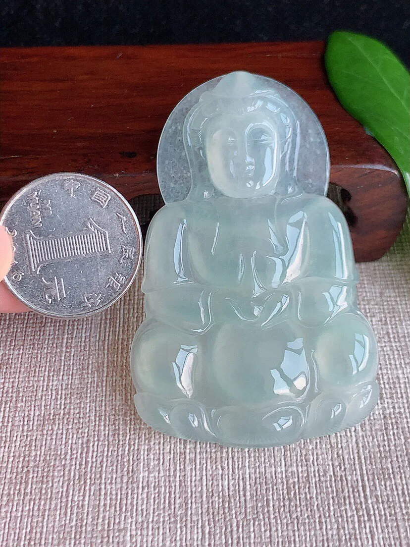 a货翡翠老坑冰种晴水大正装观音吊坠 尺寸65×41×6mm 重量27.40g 0629