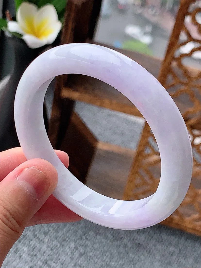 a货翡翠老坑紫罗兰正装正圈手镯55-56圈口  尺寸55.8×10.7×8.4mm 重量53.83g 0620