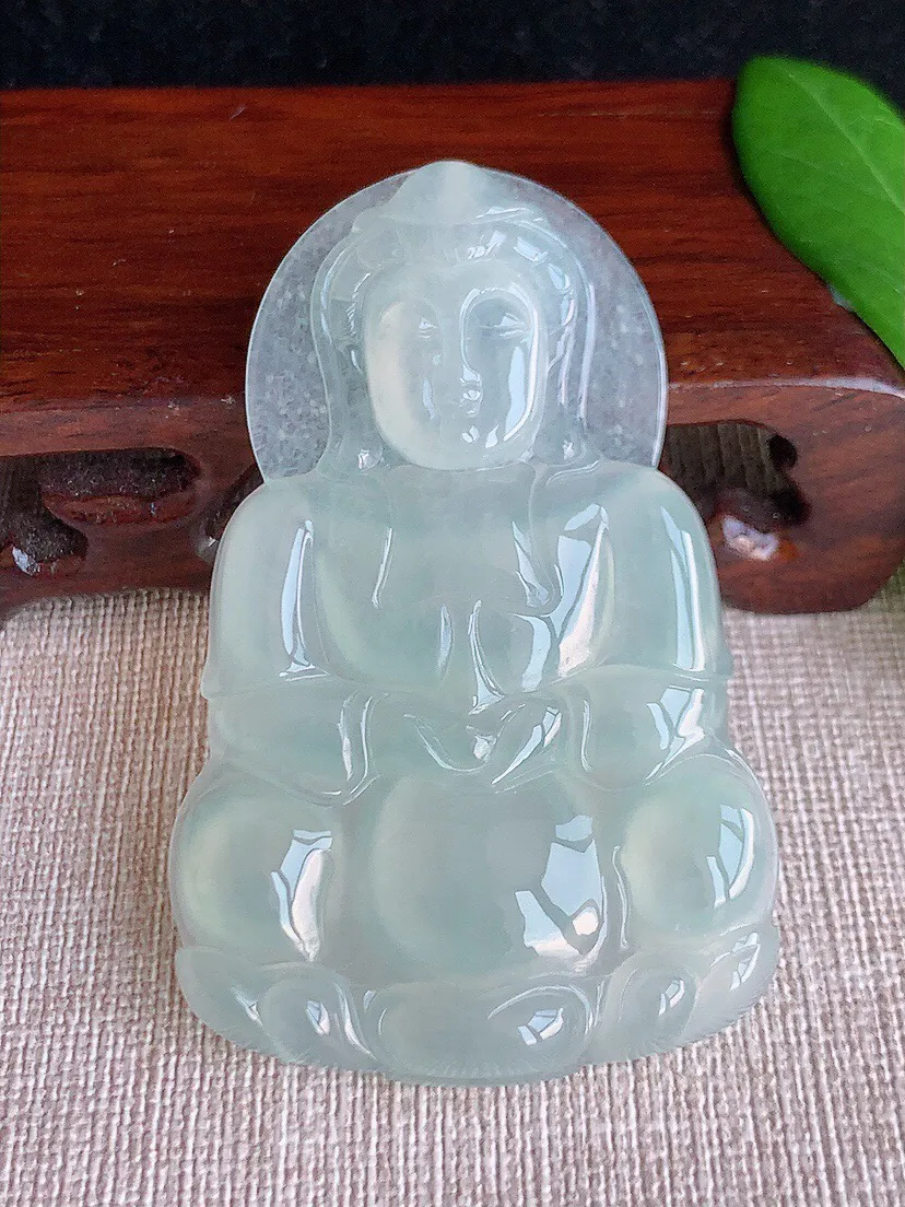 a货翡翠老坑冰种晴水大正装观音吊坠 尺寸65×41×6mm 重量27.40g 0629
