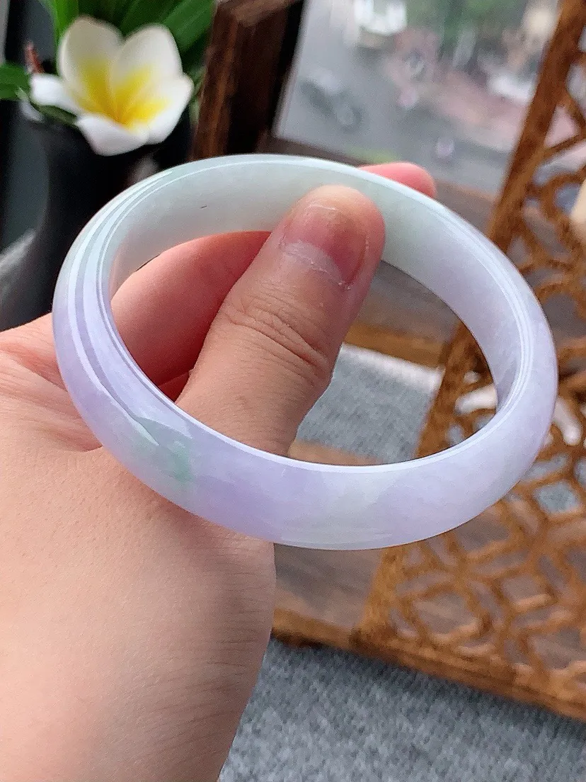 a货翡翠老坑紫罗兰正装正圈手镯57-58圈口尺寸57×12.7×6.8mm 重量50.24g 0620