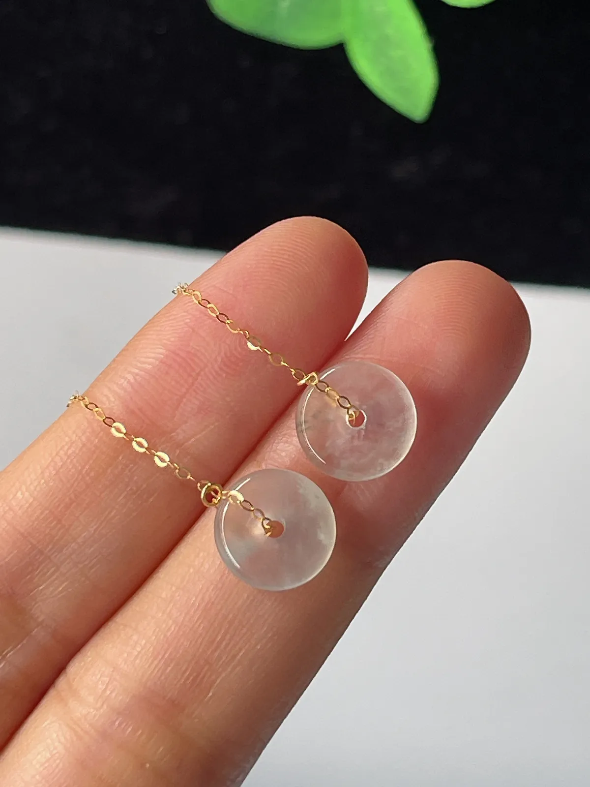 18k金翡翠耳坠