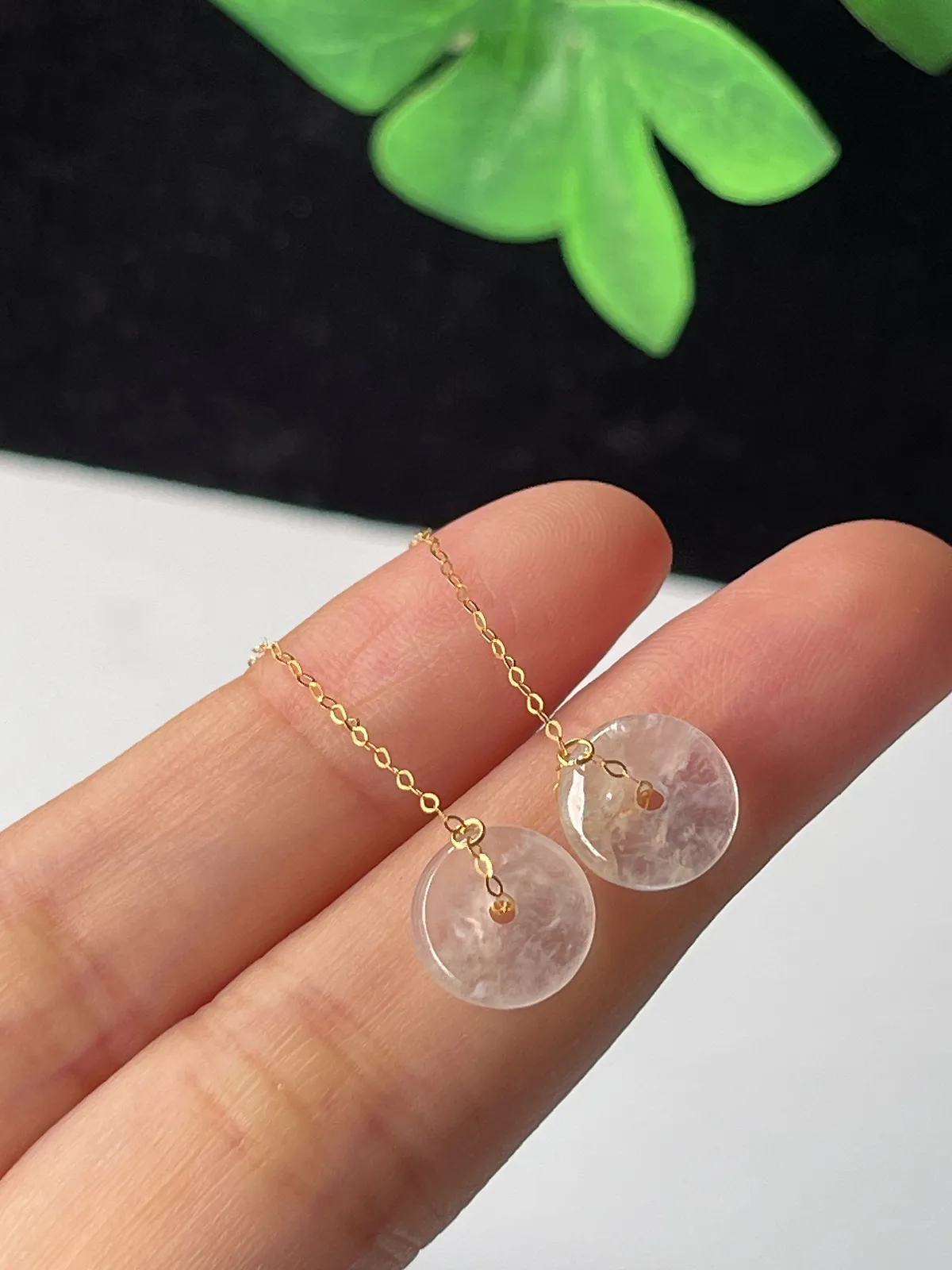 18k金翡翠耳坠