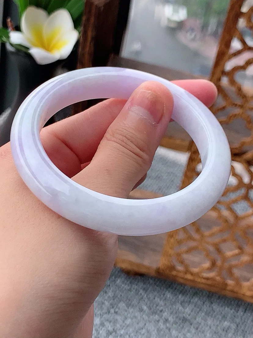 a货翡翠老坑紫罗兰正装正圈手镯55-56圈口  尺寸55.8×10.7×8.4mm 重量53.83g 0620