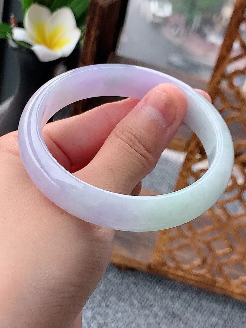 a货翡翠老坑紫罗兰正装正圈手镯57-58圈口尺寸57×12.7×6.8mm 重量50.24g 0620
