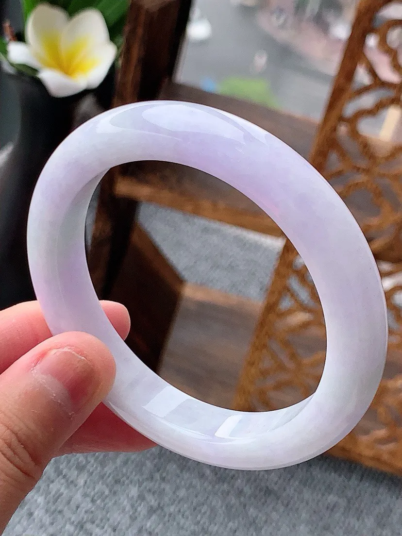 a货翡翠老坑紫罗兰正装正圈手镯55-56圈口  尺寸55.8×10.7×8.4mm 重量53.83g