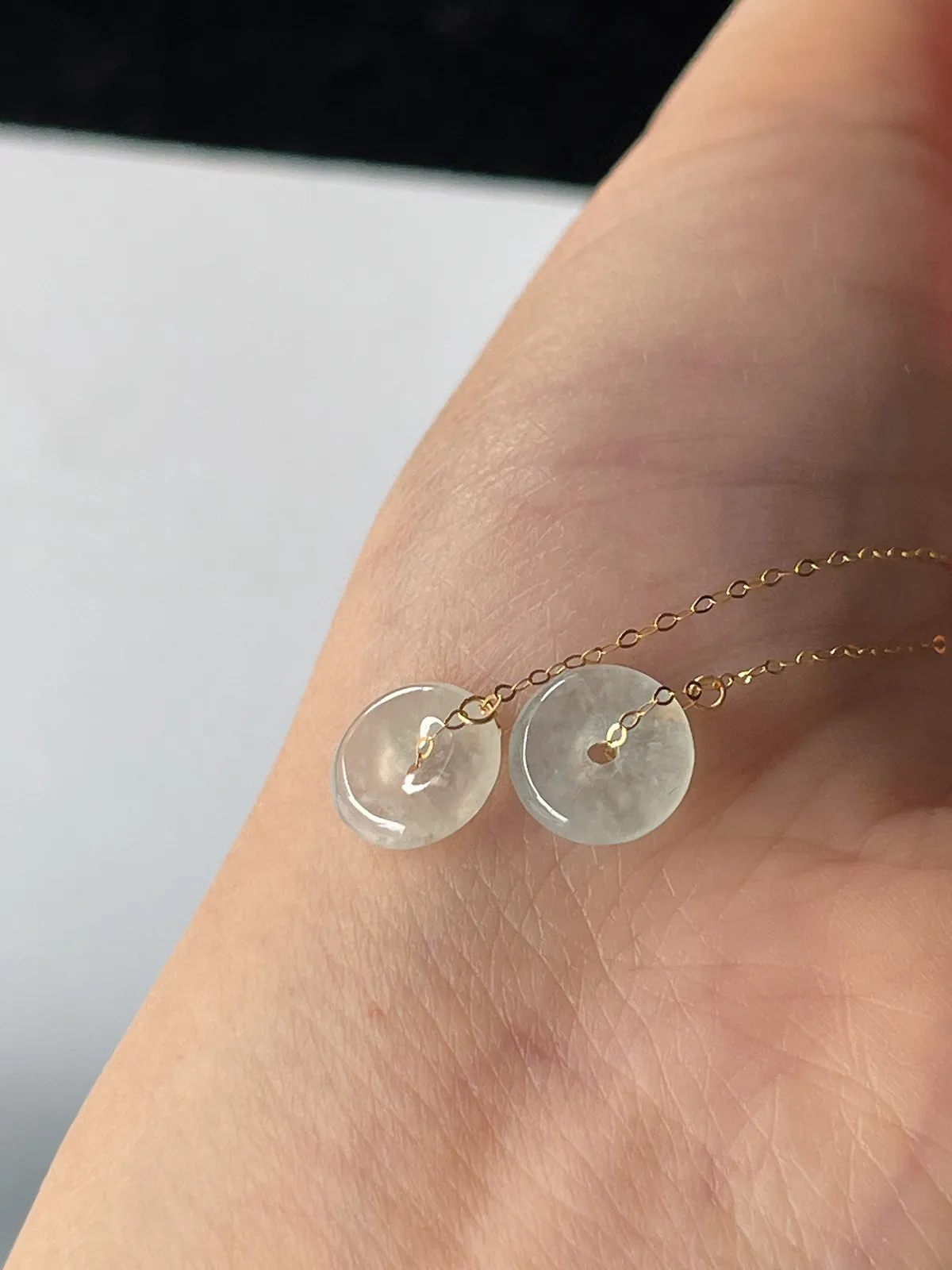 18k金翡翠耳坠