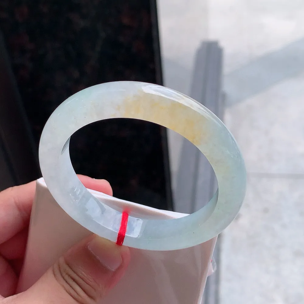 正圈高冰黄翡 无瑕 尺寸:55.7/11.7/9 种色兼备