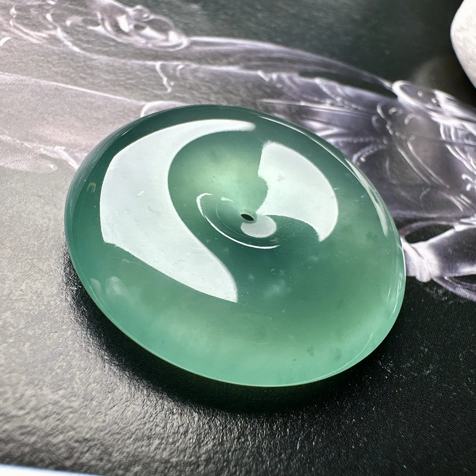 【冰种大平安扣】老坑雪花棉，质地细腻，品质很好，冰感十足，胶感明显