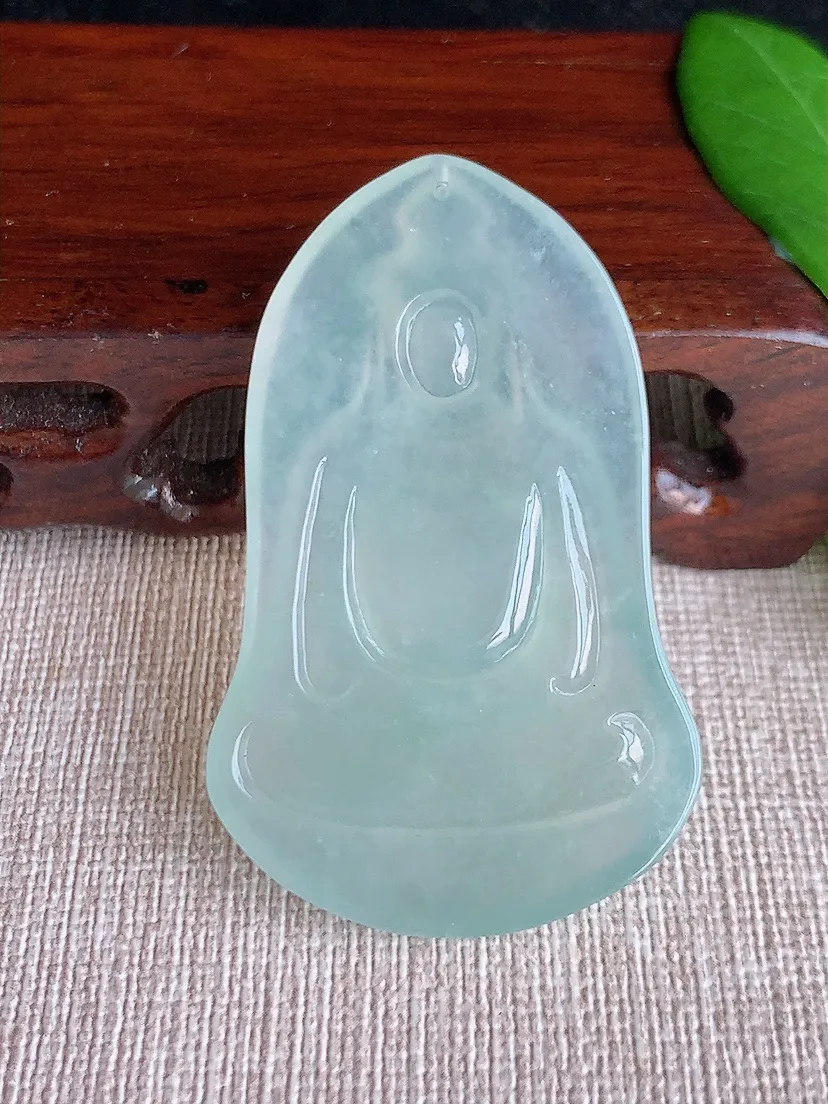 天然A货翡翠晴水观音吊坠尺寸52.2×32.6×5.7m量19.77g 0629
