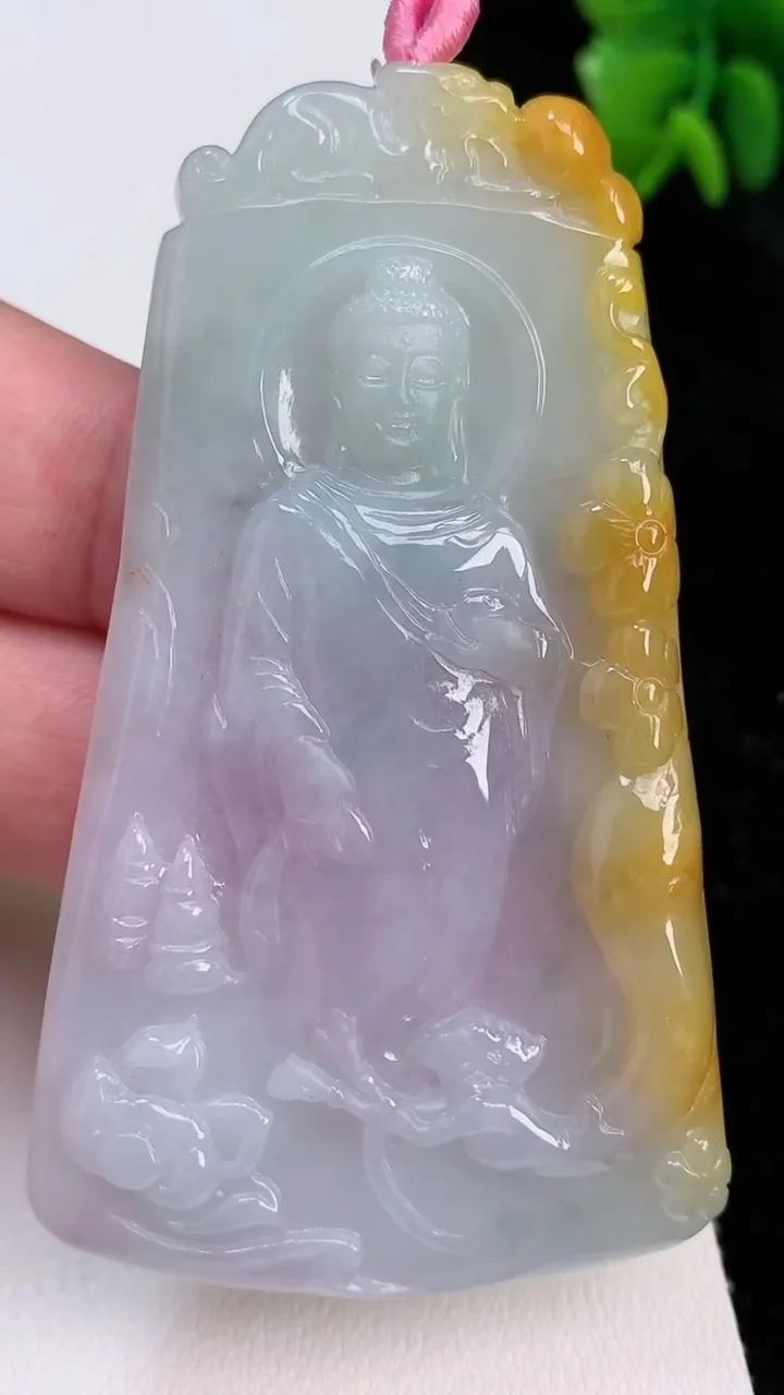 天然A货翡翠双彩阿弥陀佛吊坠，尺寸70.5-41.4-5.8，重量:33.26g
7月1日