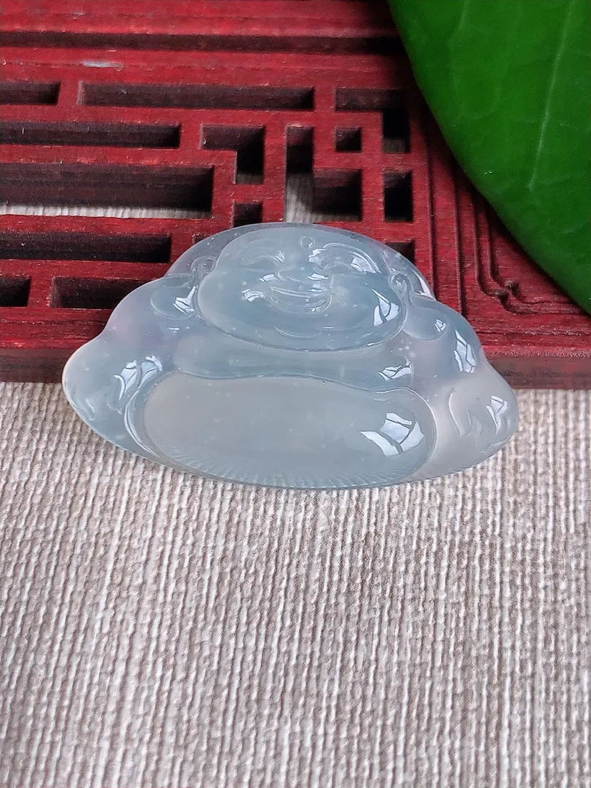 天然A货翡翠白月光一刀切佛件尺寸21.6×36.8×4.5m量6.28g 0701