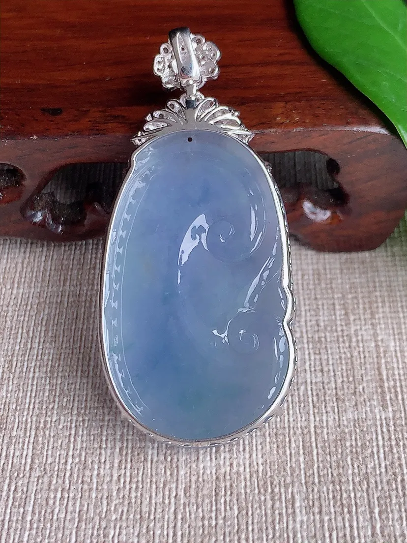 天然A货翡翠18K金伴紫罗兰大如意吊坠尺寸55×41.6×25.5×8.6m量14.83g 0701