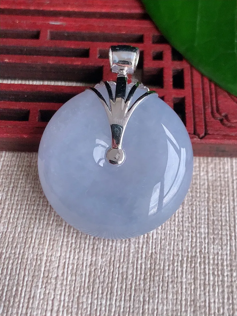 天然A货翡翠18K金伴紫罗兰平安扣吊坠尺寸38.2×29.5×11.2m量22.97g 0701