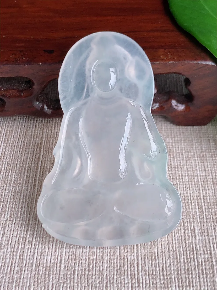 天然A货翡翠白月光大势至菩萨吊坠尺寸55×35.7×5.5m量18.55g 0701
