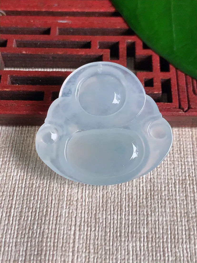 天然A货翡翠飘花佛公吊坠尺寸29.2×31.8×5.6m量8.00g 0701