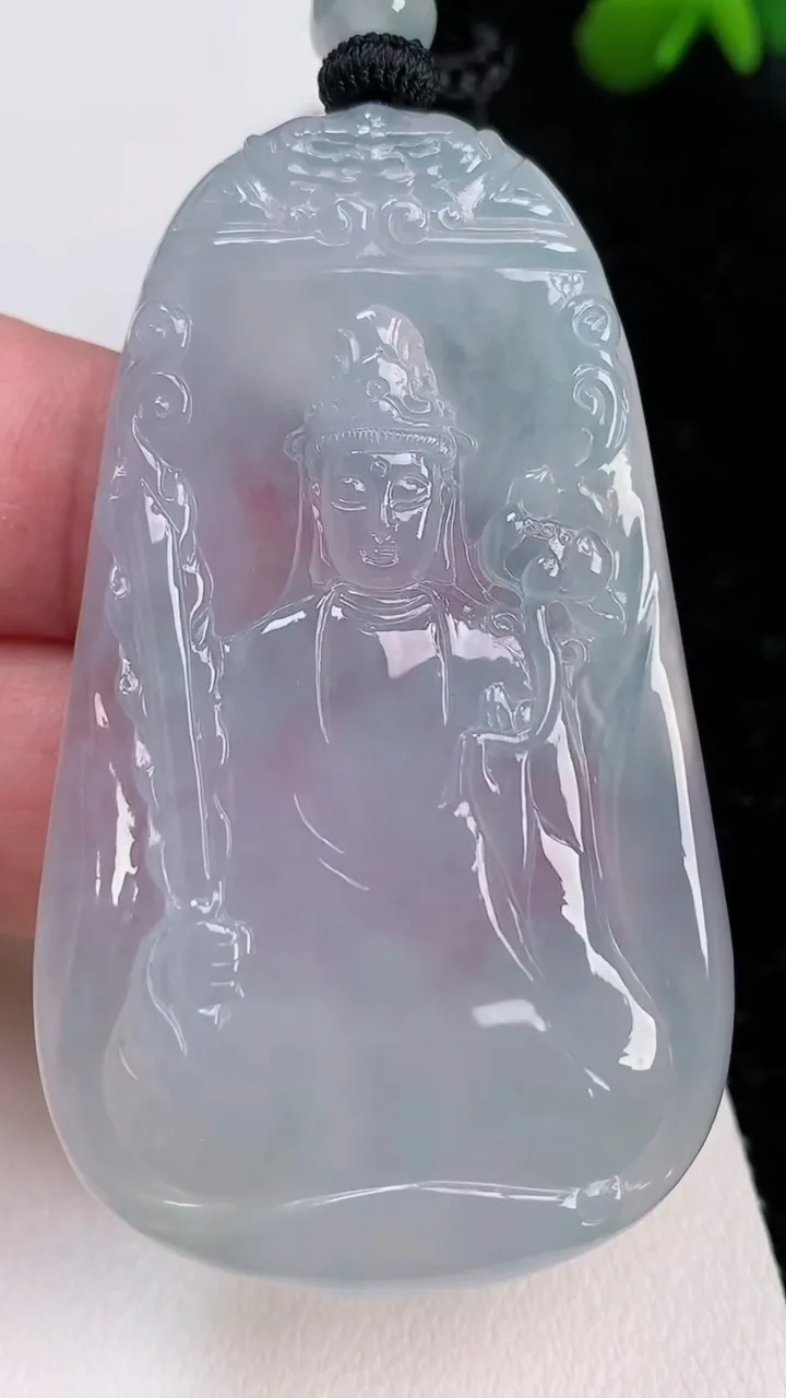 天然A货翡翠种紫罗兰虚空藏观音菩萨吊坠，尺寸60-35.5-5.2，重量:29.70g
7月2日