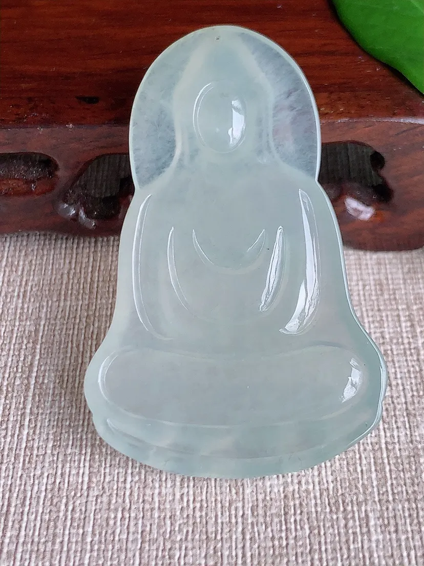 天然A货翡翠晴水观音吊坠尺寸56×36.5×5.8m量21.36g 0702