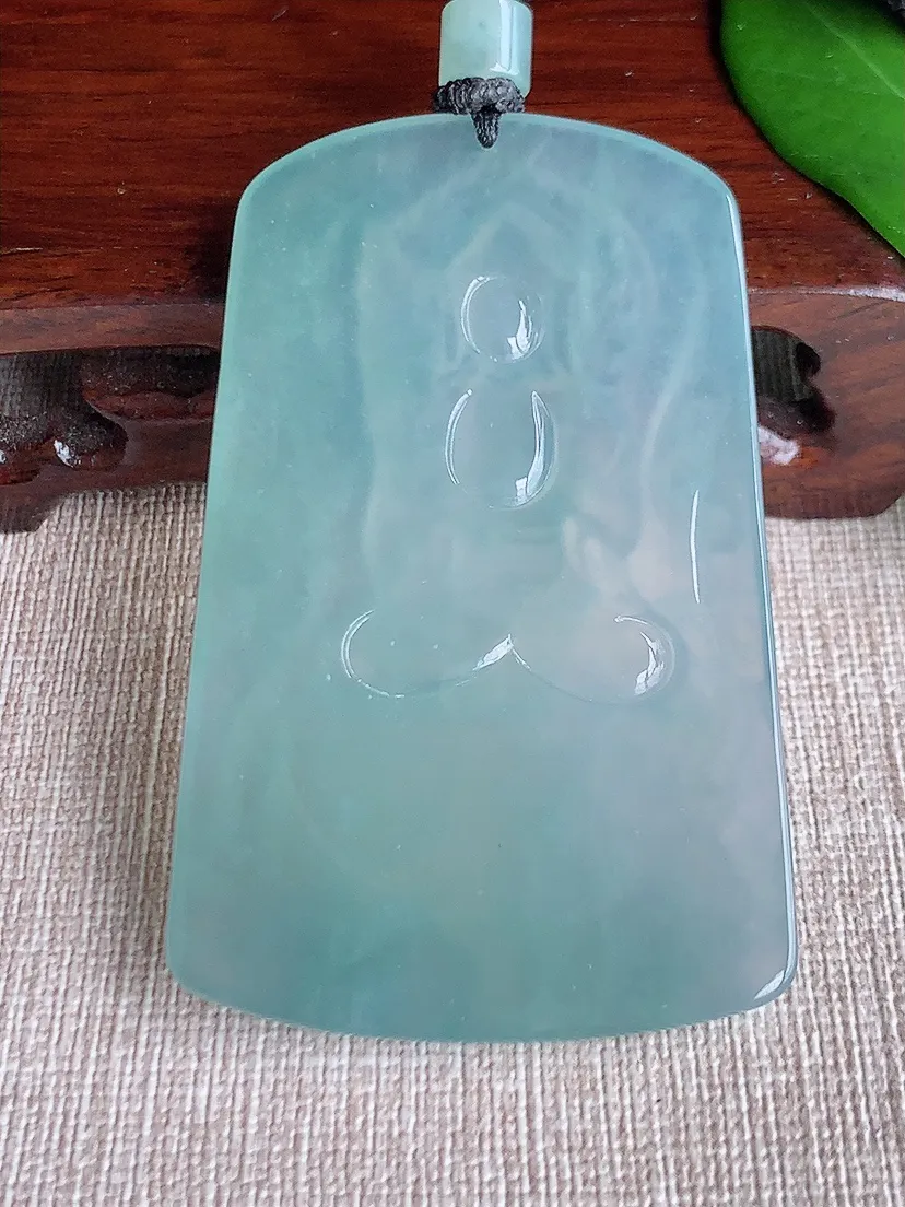 天然A货翡翠晴水文殊菩萨吊坠尺寸66×41.7×5m量37.12g 0702
