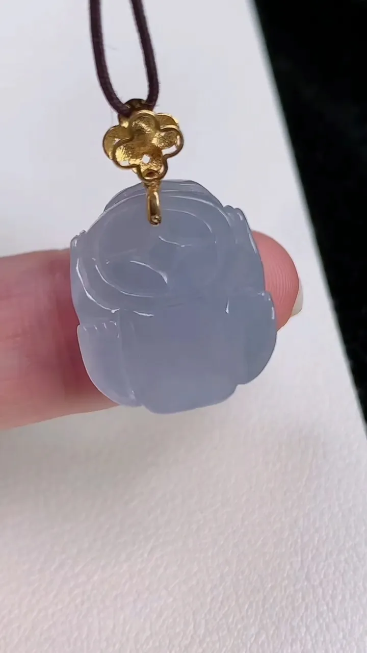天然A货翡翠18k金紫罗兰貔貅吊坠，尺寸19-16-8.5，重量:5.01g
7月4日