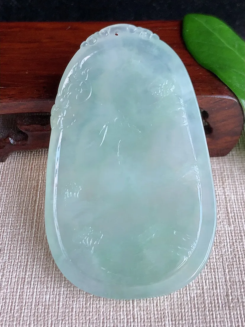 天然A货翡翠晴水文殊菩萨吊坠尺寸73.5×44×8m量53.58g 0702