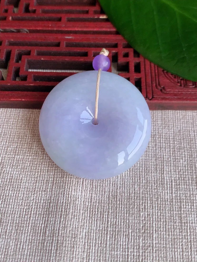 天然A货翡翠冰润紫罗兰大平安扣吊坠尺寸38.8×12m量40.42g 0704