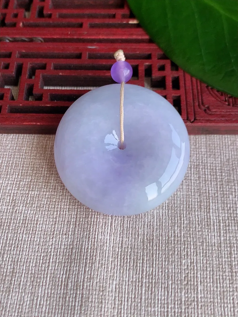 天然A货翡翠冰润紫罗兰大平安扣吊坠尺寸38.8×12m量40.42g 0704