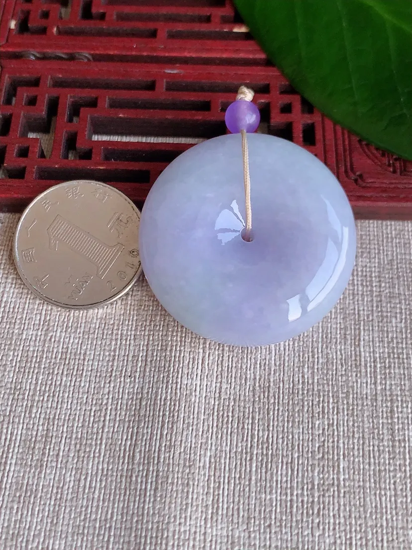 天然A货翡翠冰润紫罗兰大平安扣吊坠尺寸38.8×12m量40.42g 0704