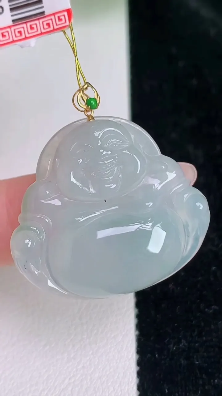 天然A货翡翠佛公吊坠，尺寸27.3-30.2-6，重量:7.24g
7月4日