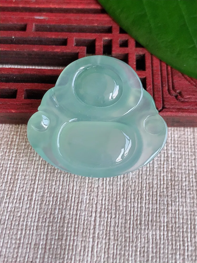 天然A货翡翠晴水佛公吊坠尺寸28.8×32.6×5.8m量8.35g 0704