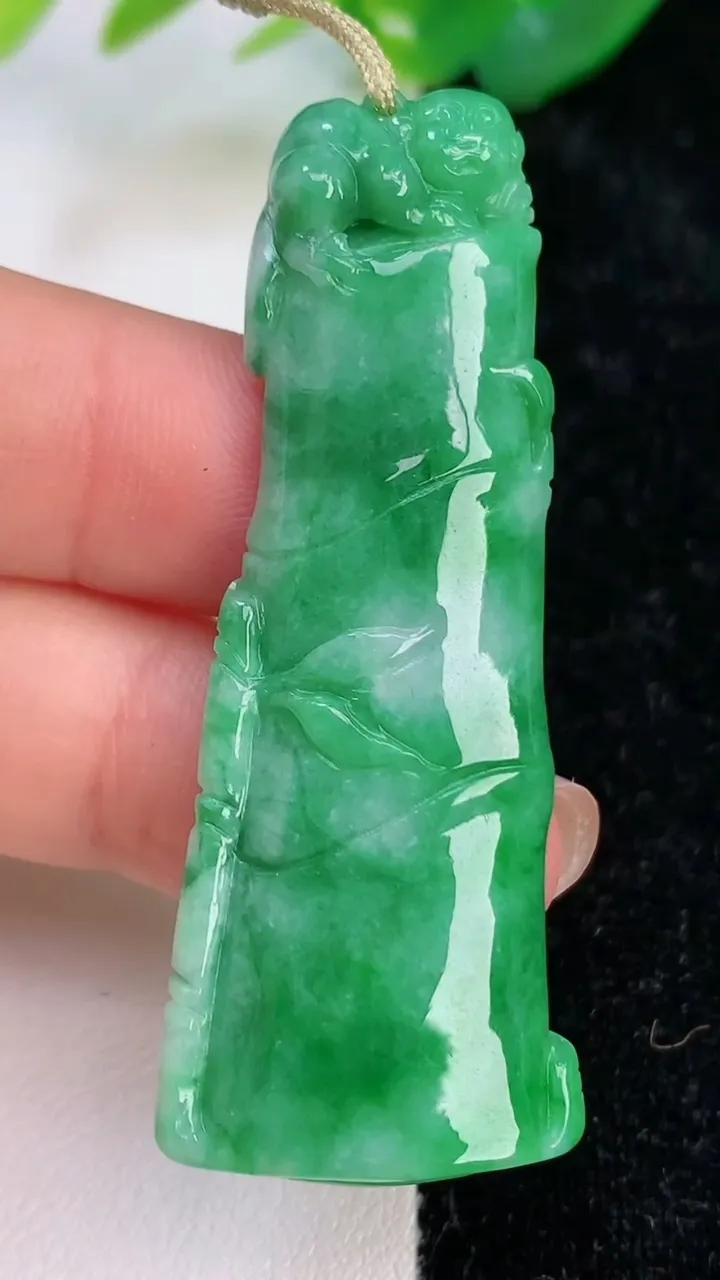 天然A货翡翠节节高升 竹节吊坠，尺寸54-21-5，重量:11.61g
7月5日