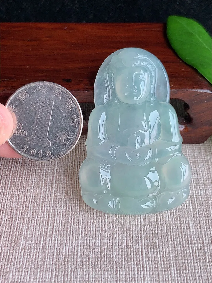 天然A货翡翠晴水正装观音吊坠尺寸52×34.6×5m量16.28g 0704
