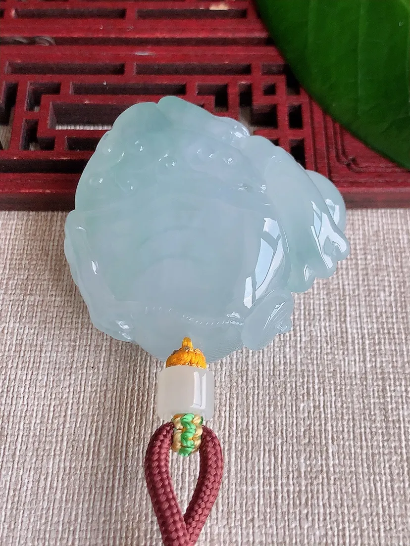 天然A货翡翠晴水子母招财金蟾吊坠尺寸43×43.6×18.6m量64.25g 0704